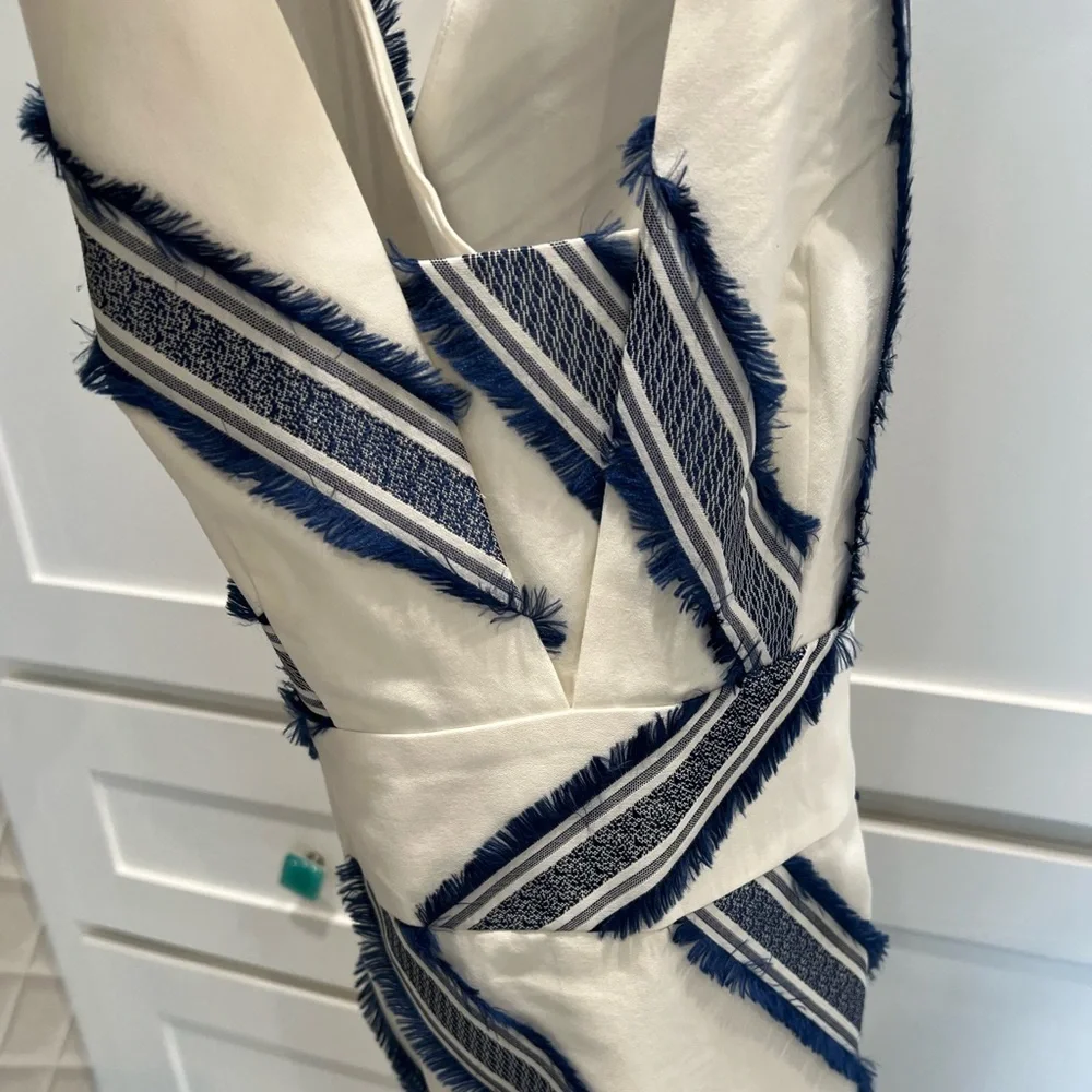 Milly White Dress with Blue Embroidery - Picture 8 of 9